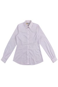 訂購白色純色女裝襯衫    設計修身修腰女裝襯衫    團隊制服   恤衫專門店   透氣   舒適      R377 45度照